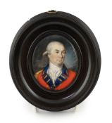 Y English School circa 1800 Portrait miniature of an army officerwatercolour on ivorywearing