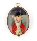 Y Jeremiah Meyer, R.A. (Anglo-German, 1735-1789) Portrait miniature of a gentlemanwatercolour on