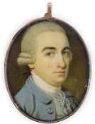 Y Ozias Humphrey, (English, 1742-1810) Portrait miniature of a gentlemanoil on ivorywith hair en