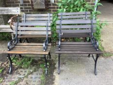 A set of four Victorian style painted aluminium slatted garden chairs, width 66cm, depth 50cm,