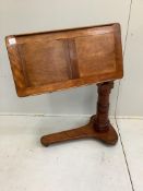 A Victorian Leveson & Son mahogany adjustable reading table, width 78cm, depth 40cm***CONDITION