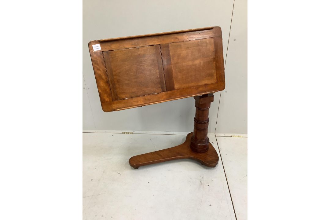 A Victorian Leveson & Son mahogany adjustable reading table, width 78cm, depth 40cm***CONDITION - Image 1 of 2