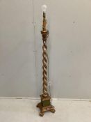 An 18th century style carved parcel-gilt barley twist standard lamp, height 140cm***CONDITION