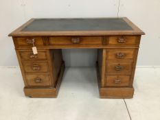A late Victorian mahogany pedestal desk, width 120cm, depth 65cm, height 76cm***CONDITION REPORT***