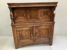 An 18th century oak court cupboard, width 127cm, depth 55cm, height 141cm***CONDITION REPORT***