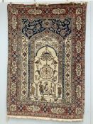 An unusual Isphahan pictorial prayer rug, woven with figures and animals, 195 x 140cm***CONDITION