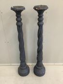 A pair of 18th century style painted carved wood pricket candle stands, height 98cm***CONDITION