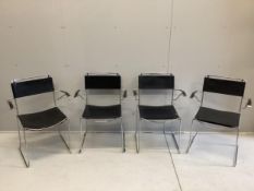 Four vintage Italian Giandomenico Belotti dining chairs, width 37cm, depth 39cm, height 81cm