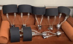 A set of seven Pandora twin branch wall lights by Barovier and Toso height including shades 52cm.