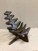 A mid century modernist reclining leather chair, width 100cm, depth 100cm, height 94cm