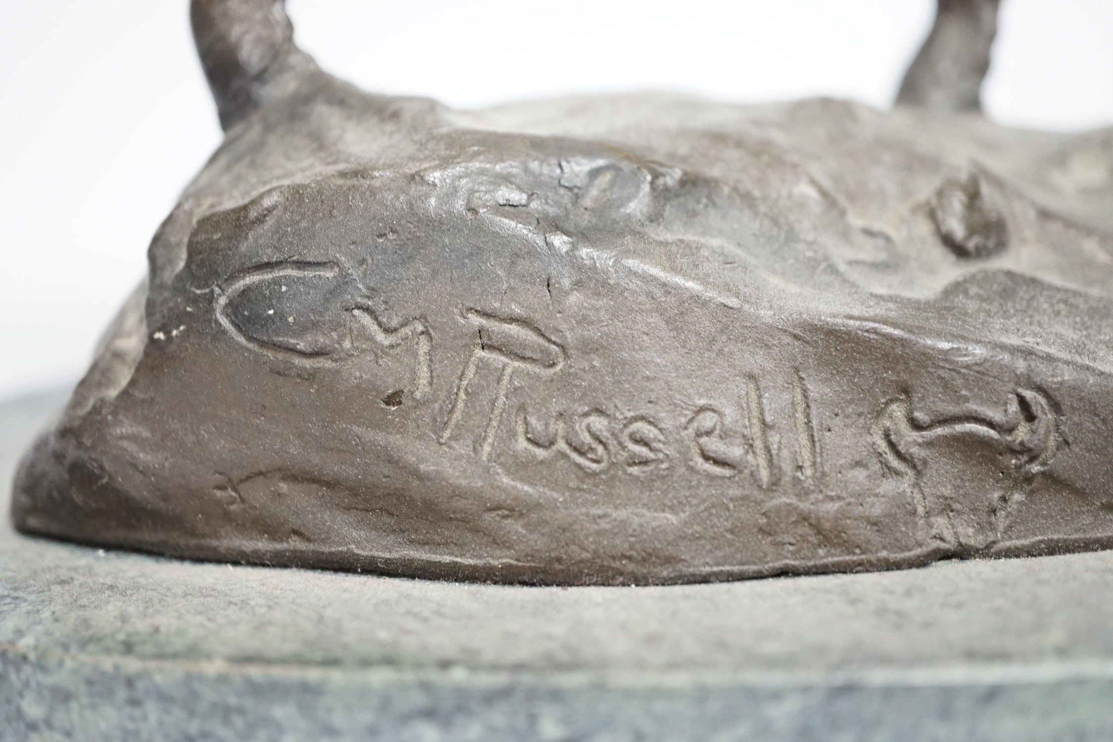 After Charles Marian Russell, a bronze group of Will Rogers, 29cm high - Image 11 of 14