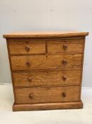 A Victorian satinbirch five drawer chest, width 95cm, depth 53cm, height 101cm. Condition - fair