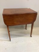 A George III satinwood banded mahogany Pembroke table, width 68cm, depth 44cm, height 72cm.
