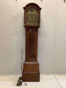 A George III oak eight day longcase clock, height 212cm. Condition - poor