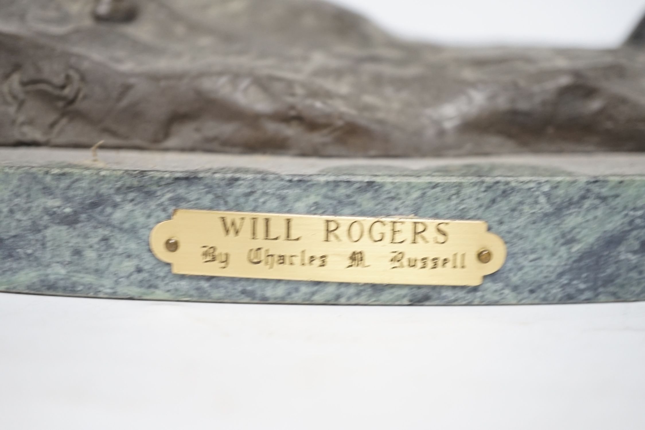 After Charles Marian Russell, a bronze group of Will Rogers, 29cm high - Image 3 of 14