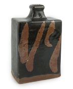 Attributed to Shoji Hamada (1894-1978), a tenmoku glazed bottle vase, of rectangular shouldered form