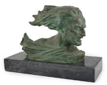 René Varnier, a French Art Deco bronze 'Speed', on marble plinth, signed in the bronze, 55cm wide,