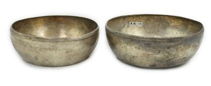 Two silver bowls, Roman or Gandhara, c. late 1st century BC - early 1st century A.D each with flat
