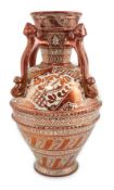 Ulisse Cantagalli, a Hispano-Moresque style ruby-copper lustre vase, late 19th century, decorated