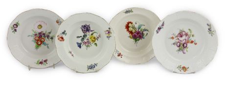 Three Russian Imperial porcelain soup plates from Catherine the Great (1762-96) ‘Everyday Service’