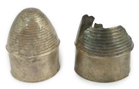 Two silver carinated cups, one fragmentary, Roman or Gandhara, c. late 1st century BC - early 1st