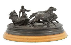 Vasily Grachev (Russian 1831-1905), a 19th century bronze group of three figures in a troika being