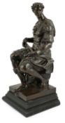 Ferdinand Barbedienne (1810-1892), a French bronze of a Roman seated centurion, Barbedienne stamp to