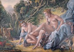 Pierre-Henri Bonnet after Boucher, a Limoges enamel plaque depicting Diana bathing with