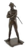 Charles Rene de St Marceaux (French, 1845-1915), a bronze figure of Harlequin standing with arms