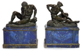 After the antique, a pair of late 18th/early 19th century Grand Tour souvenir bronze figures of