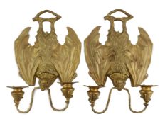 After William Tonks & Sons for Liberty & Co. of London, a pair of Victorian ormolu wall brackets