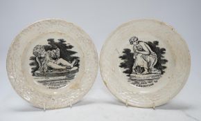 From the Studio of Fred Cuming. A pair of printed 1851 exhibition plates ‘Boy with Punchinello’
