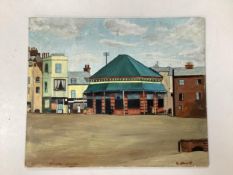 From the Studio of Fred Cuming. H. Gallop, oil on board, 'Market Place', signed, 25 x 30cm,