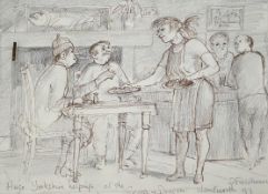 From the Studio of Fred Cuming. T. Fieldhouse, oil on board, Town scene with figures, signed and