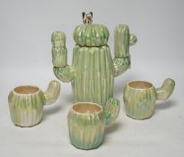 From the Studio of Fred Cuming. A cactus design part coffee set, largest 24cm high. Condition -