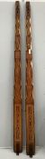 A pair of vintage painted wood fairground panel posts, height 236cm. Condition - fair