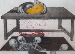 From the Studio of Fred Cuming. Michael Farrell (1940-2000), limited colour etching 5/25, ‘Wounded