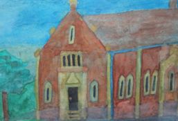 From the Studio of Fred Cuming. Miss Newson, watercolour, ‘Broxbourne Parish Room’, 11 x 16cm.