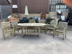 A “Kyoto” weathered teak extending garden table, width 240cm extended, depth 100cm, height 75cm,