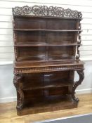 An early Victorian rosewood chiffonier, possibly Irish, width 122cm, depth 40cm, height 180cm.