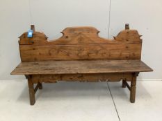 An 18th / early 19th century Provincial Spanish pine bench, width 174cm, depth 42cm, height 97cm.