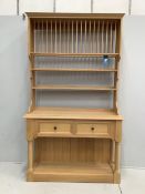 A modern bespoke light oak dresser, width 135cm, depth 50cm, height 227cm. Condition - good