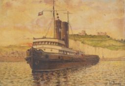 From the Studio of Fred Cuming. W. Groves, watercolour, Study of a tug boat, 'Lady Brassey', signed,