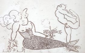 From the Studio of Fred Cuming. Michael B. White (Sussex artist), etching, 'Two Sprats In Love',