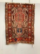 An antique Lenkoran prayer rug, 122 x 93cm. Condition - fair