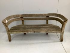 A Gaze Burvill steam bent oak “Court” garden bench seat, width 170cm, depth 51cm, height 80cm.