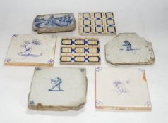 From the Studio of Fred Cuming. A group of tiles, mostly 19th / 20th century Delft, largest 23 x