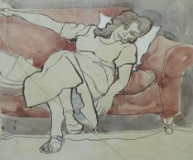 From the Studio of Fred Cuming. Terence Pilcher (20th. C), watercolour, Portrait of Mary Pilcher,