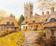 Alex Jawdokimov (b. 1937) oil on canvas, 'Godshill, Isle of Wight', signed and dated '86, 49 x 60cm.