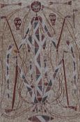 Bruce Nabegeyo (c.1949-2009), Aboriginal mixed media on paper, Stylised figure, 57 x 39cm. Condition